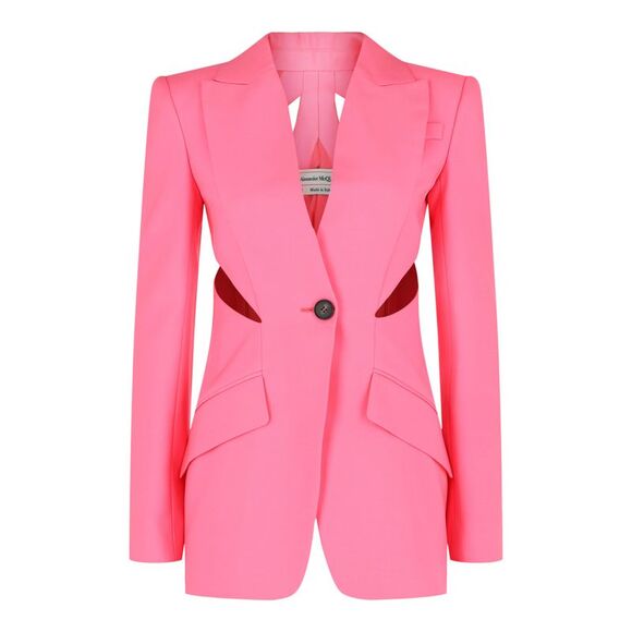 Alexander McQueen Jackets & Blazers - Alexander McQueen Slashed Single-Breasted Blazer Pink Womens